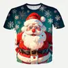 Camisetas Exclusivas Transfronteiriças Europeias e Americanas de Verão de Manga Curta com Impressão 3D Véspera de Natal Natal Camisetas Casuais Soltas Masculinas e Femininas