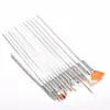 Set de Manicura Pincel Blanco Mango Largo 20 Juegos Pluma Pintada Pluma de Punto con Taladro Pluma de Manicura Comercio Transfronterizo Fábrica Venta al por Mayor