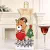 Nuevos Suministros de Decoración Navideña Set de Botella de Vino Navideño Dibujos Animados Lino Bolsa para Botella de Vino Tinto Champán Decoración de Mesa