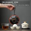 Juego de té de viaje traje bolsa portátil para exteriores juego de té rápido para clientes una tetera tres tazas tapa de taza de té tazón regalo de mano