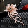 Moda de Estilo Coreano Zircón de Alta Gama para Mujer Corsage de Flor Ojo de Gato Atmosférico Broche Sencillo para Abrigo Accesorios Orquídea