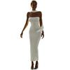 Ropa de Mujer Transfronteriza Europea y Americana de Verano 2025 Verano Amazon Nuevo Color Sólido Cinta Strapless Ajustado a las Caderas Vestido Sexy