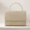 Bolso de Mano Brillante de Perlas para Mujer, Bolso de Mano de Lujo Ligero para la Noche, Bolso de Noche para Fiestas de Alta Sociedad, Cadena Desmontable