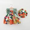 Vestido Novo de Verão Floral com Manga Morcego para Meninas Estilo Coreano Vestido Princesa com Patchwork de Manga Morcego com Chapéu Macio