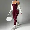 Macacão de Yoga Peça Única Transfronteiriço, Roupa Esportiva Fitness Outerwear Tudo-em-Um, Macacão Sem Alças Color Block para Levantar o Bumbum, Cor Pêssego