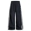 Pantalones Deportivos de Pierna Recta Rayados con Botones para Hombre, Nuevo Estilo de Verano con Tres Rayas Laterales, Pantalones Largos Casuales Sueltos para Mujer, Modernos