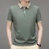 Camisa Polo Masculina Estampada Business Casual Sem Ferro Manga Curta Top para Homens Jovens e de Meia-Idade Roupas para Pai Boa Qualidade Exportação Transfronteiriça