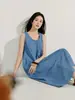 Vestido chaleco de mezclilla retro a la moda, nueva ropa de verano para mujer, vestido de manga para ir al trabajo, algodón azul, Sudeste Asiático, otros