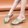 Sandalias de Tacón Grueso para Uso Exterior Boca de Pez Punta Abierta para Mujer Verano Tacones Altos 2025 Estilo Coreano Chanclas Sandalias de Pedrería Exportación Dropshipping