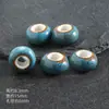 Contas Cerâmicas Vintage com Furo Grande, Contas Espaçadoras Planas com Esmalte Floral, Materiais para Colar Pulseira de Joias DIY Feitas à Mão, Contas Soltas