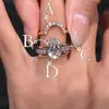 Anillo Apilable de Diamantes Brillantes Estilo Europeo y Americano Popular de Xiaohongshu, Fila Abierta de Diamantes, Anillo para Dedo Índice, Anillo de Girasol, Accesorio Versátil