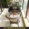 Juego de Tres Piezas de Silla de Ratán, Mesa de Café, Mesa y Sillas de Té para el Ocio, Mesa y Sillas de Ratán para Exteriores de Patio, Sillas de Té para Balcón