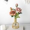 Tubo de Ensayo de Vidrio Decorar Flores Secas Flores de Simulación de Rosa Flores de Mesa de Comedor de Alta Gama Flores en Sala de Estar Ramo de Alta Gama Arte en Hierro