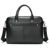 Pasta transversal de couro bovino com camada superior, bolsa casual de negócios masculina, bolsa transversal de couro genuíno, bolsa horizontal preta para computador