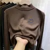 Blusa Básica Casual Manga Longa de Veludo Zhongda Tongde 2026 Novo Estilo Outono/Inverno Blusa de Outono para Meninas com Gola Meia-Alta