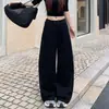 Calça de perna larga, caimento relaxado, estilo americano para mulheres, novo design de outono, versátil, com caimento fluido, solta, perna reta, calça casual
