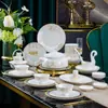 Juego de Platos para Uso Doméstico Cerámica Jingdezhen Vajilla Regalo para Eventos Venta al por Mayor Lujo Accesible Combinación de Plato de Hueso