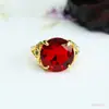 Joias Vintage Ai Yu Anel de Vidro Vermelho Anel de Rubi Sintético Transmissão ao Vivo Transfronteiriça Atacado S5022314