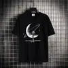 Camisetas Masculinas de Verão Tendência de Alta Qualidade no Atacado, Tops de Seda Gelada Estampados de Manga Curta com Gola Redonda, Roupas Masculinas Versáteis Finas da Moda