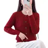 Cárdigan de punto trenzado de algodón puro con cuello redondo para mujer, estilo retro, de un solo pecho, manga larga, corte holgado, adecuado para primavera y otoño, top suéter casual
