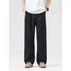 Calça Casual de Seda Fina para Homens, Verão 2026, Corte Reto Solto, Tamanho Grande, Estilo Japonês Moderno, Calça Masculina de Perna Larga de Secagem Rápida