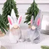 Directamente del fabricante: Conejo de Pascua 2026 Tela Transfronteriza Muñeco Lindo Sin Rostro Decoración Figura de Gnomo Gris y Blanco