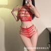 Lingerie Sexy Entrepernas Abertas Uniforme Macacão Meias Jacquard Macacão Rede Roupa de Malha Sem Tirar Meias Rasgáveis