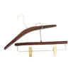 Percha para pantalones de madera maciza en color nogal negro, especialmente para tiendas de ropa, para uso doméstico y de hotel, sin marcas, antideslizante, percha con pinza de madera para pantalones al por mayor
