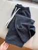 Pantalones anchos de tejido texturizado con forro polar, cálidos y con cordón para mujer, nueva colección otoño/invierno 2026, gruesos, de corte relajado, pants deportivos casuales