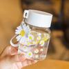 Taza de té portátil de vidrio al por mayor, linda, taza pequeña rechoncha, niñas, botella de agua resistente a altas temperaturas, mini pequeña de alto valor de color