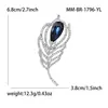 Broche de Plumas con Diamantes de Moda Europea y Americana, Personalidad Elegante de Gama Alta para Mujer, Broche Grande y Elegante, Accesorio para Traje