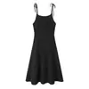Para Comercio Exterior Transfronterizo Ropa de Mujer Más Vendida 2026 Verano Nuevo Estilo Europeo y Americano Color Sólido Sexy Tirantes Finos Dobladillo Ancho Vestido Midi