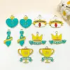Mezcla 10 Corazón Azul Dorado Goteo de Aceite Corbata Trofeo Corona Colgante de Aleación Accesorios de Joyería DIY para el Día del Padre