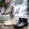 Botas de Chuva Curtas Antiderrapantes da Moda Sapatos Botas de Chuva Impermeáveis para Exterior Sapatos de Borracha Resistentes ao Desgaste para Trabalho na Cozinha Pesca Sapatos de Água