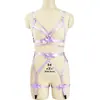 Roupa tipo Bambu Europeia e Americana Amazon Mais Vendida Conjunto de Lingerie Sexy de Três Peças com Cinta-Liga N0160