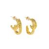 Pendientes Cruzados Plegados de Doble Capa en Forma de C para Mujer, Pendientes Sencillos y Únicos con Textura, Lujo Ligero, Elegantes, de Alta Gama, Accesorios Versátiles para Orejas