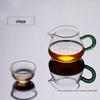 Novo estilo chinês casa resistente a alta temperatura chá Sitcher alto borossilicato vidro copo verde Kung Fu Tea Set copo de chá de vidro