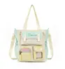 Bolso nuevo de estilo ins con bloques de color universitario, lindo bolso de mano para estudiantes de alta apariencia para clases y tutorías, bolso de hombro y cruzado para niñas