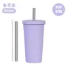2026 Nuevo Modelo Taza con Popote de Acero Inoxidable de 500ml Taza con Popote para Té de Burbujas 316L Vacío Doble Capa Taza de Agua con Popote