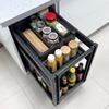 Shangen Cesta para Condimentos Bombeo de Aluminio Cesta Extraíble para Gabinete Cocina Cocina Gabinete Estrecho Estante para Condimentos Cajón Estante de Almacenamiento Vertical Azul