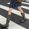 Botas apiladas plisadas de suela gruesa para mujer, nuevas botas altas de otoño 2026, estilo retro británico con hebilla de cinturón, botas de montar de caña alta adelgazantes