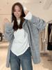 Chamarra Sudadera con Capucha Estilo Perezoso Holgada Talla Grande para Mujer Otoño e Invierno Nueva Aspecto Adelgazante para Gorditas mm Cárdigan de Punto Largo