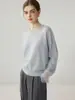 Estilo Suave e Intelectual|Tejido 100% Cachemira Pura, Versátil para el Trabajo, Suéter de Cuello Redondo con Encaje para Exterior/Interior