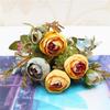 Estilo Europeu Retro 5 Garfos Cachos de Pequenas Rosas de Chá Flores Artificiais Atacado Casamento Casa Flores Falsas de Ameixa de Chá Pequenas Flores