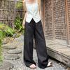 Pantalones Blancos de Lino de Pierna Ancha para Mujer, Verano Delgado Algodón-Lino, Corte Relajado, Transpirables, Cintura Alta, Casual, Estilo Old Money, Pantalones Rectos con Caída