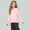 Camisa Base para Meninas, Camiseta de Modal com Gola para Crianças, Nova Peça de Manga Longa da Temporada de Primavera para Crianças Maiores, Segurança Classe A para Meninas