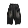 Calça Jeans Planetmusic Primavera Jeans Japonês Retro Solta Jeans de Perna Larga Solto Masculino Dg35757