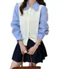 Cardigã de tricô estilo universitário novo para primavera e outono, estilo coreano, suéter falso de duas peças com colete e camisa, disponível para encomenda personalizada para mulheres