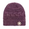 Ventas directas de fábrica gorro viejo nuevo de mohair con punto gorro de lana con acolchado de terciopelo jacquard para mediana edad gorro cálido gorro de abuela