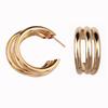 Brincos de metal semicirculares irregulares transfronteiriços de moda europeia e americana, tendência temperamento, brincos de metal combinados E6206
